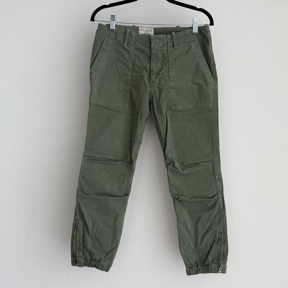 Nili Lotan Cropped Military Pant Womens 4 Green Cotton Twill Tapered Army Edgy - Picture 1 of 14